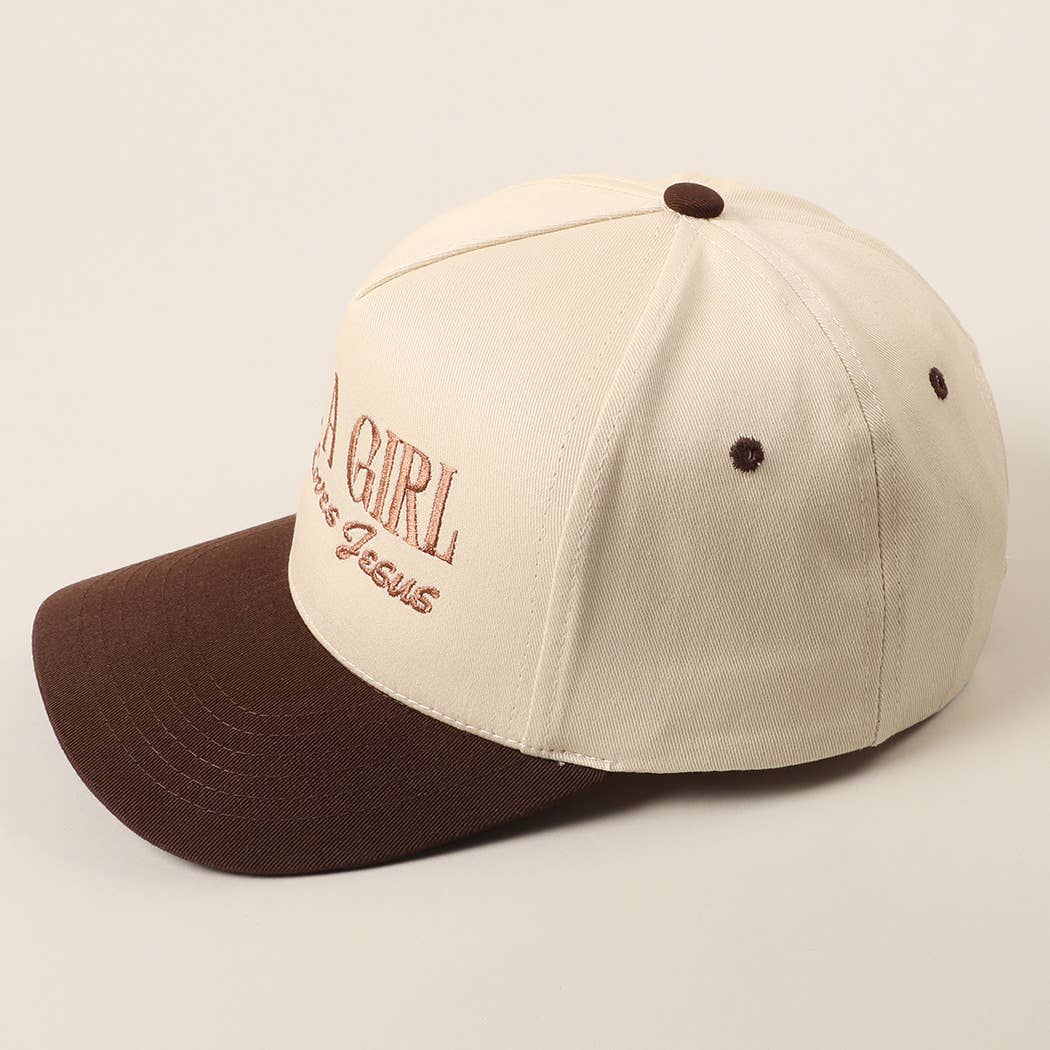 Just A Girl Who Loves Jesus Embroidery Trucker Hat: Hot Pink / ONE SIZE { product_type }}