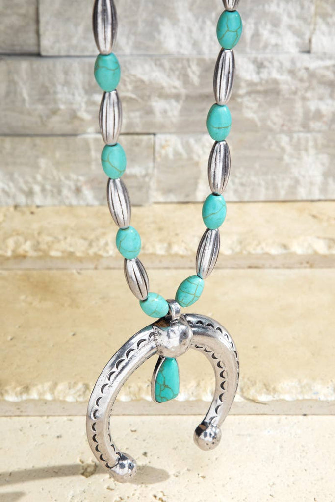 Squash Blossom Necklace: Turquoise(SBTQ) / OS-Urbanista-Three Birdies Boutique, Women's Fashion Boutique Located in Kearney, MO