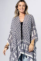 Indigo Mosaic Border Kimono { product_type }}