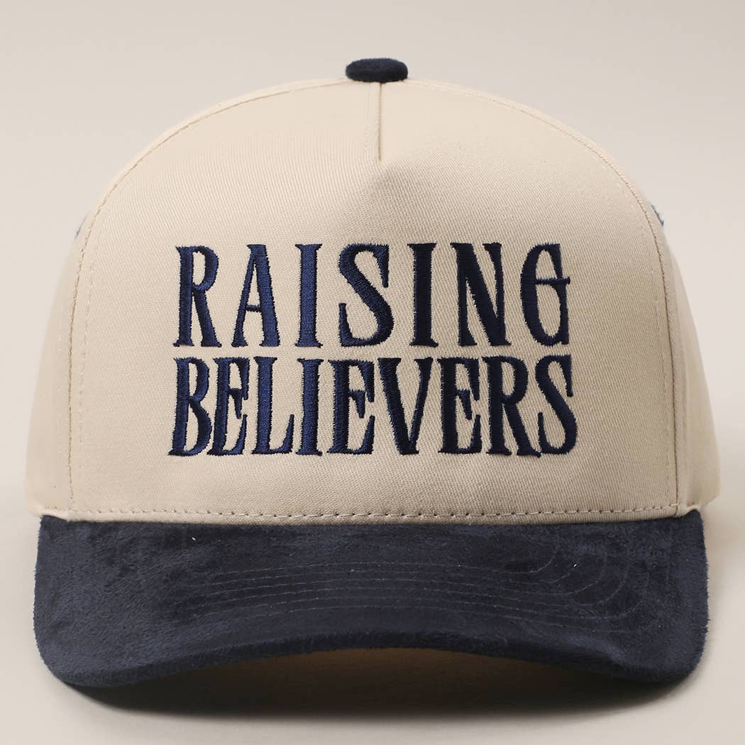 RAISING BELIEVERS Suede Two-Tone Trucker Hat: BLK / One Size { product_type }}