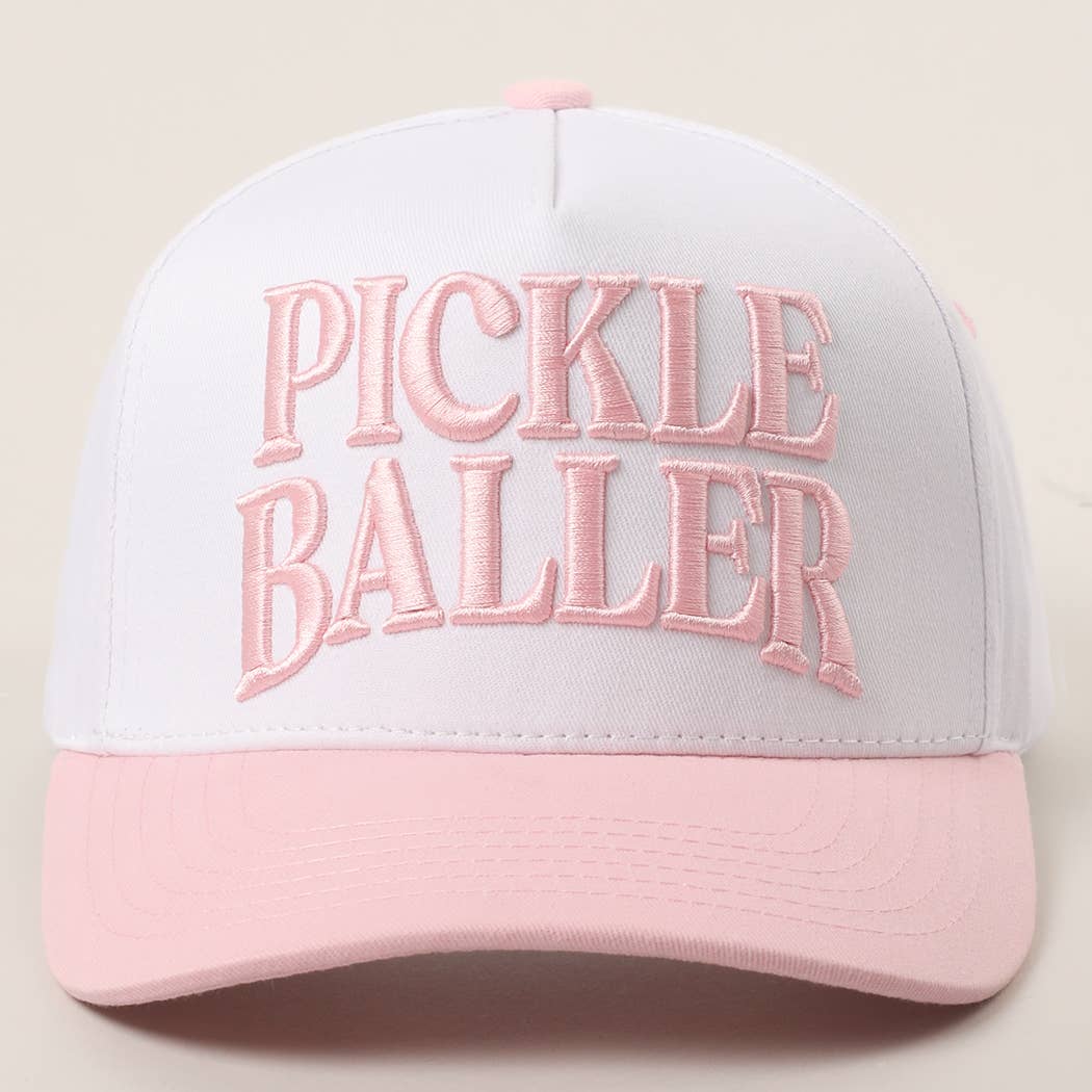 PICKLE BALLER 3D Letter Embroidery Two-Tone Trucker Hat: LPK / ONE SIZE { product_type }}