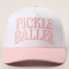 PICKLE BALLER 3D Letter Embroidery Two-Tone Trucker Hat - Light Pink { product_type }}
