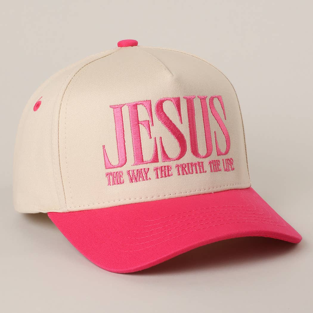 JESUS Typography Embroidered Trucker Hat : BLACK / One Size { product_type }}