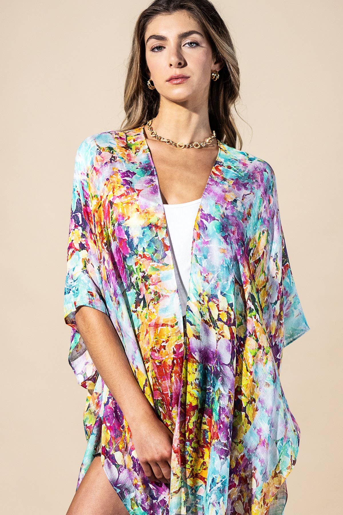 Wild Petal Viscose Kimono: Wildflower-Urbanista-Three Birdies Boutique, Women's Fashion Boutique Located in Kearney, MO