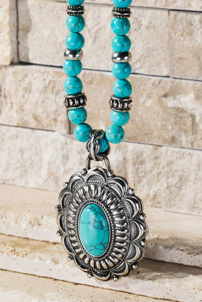 Southwestern Inspired Necklace Set: SBTQ-Turquoise / OS-Urbanista-Three Birdies Boutique, Women's Fashion Boutique Located in Kearney, MO