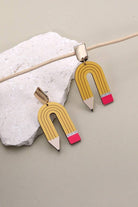 U-Shaped Pencil Wood Drop Earrings { product_type }}