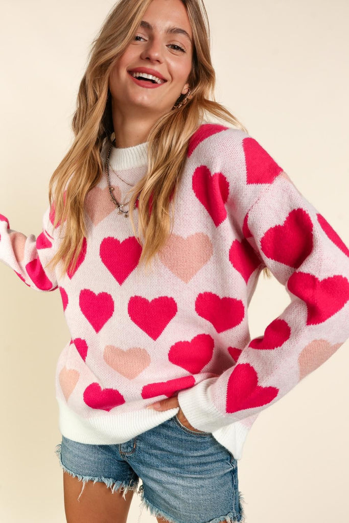 Oversized Heart Sweater-Outerwear-Haptics-Three Birdies Boutique, Women's Fashion Boutique Located in Kearney, MO