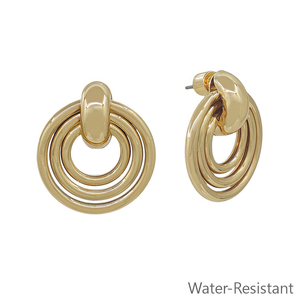 Triple Round Gold Earring-Accessories-What's Hot-Three Birdies Boutique, Women's Fashion Boutique Located in Kearney, MO
