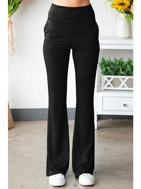 Solid Flare Fit Leggings-Pants-HEIMISH-Three Birdies Boutique, Women's Fashion Boutique Located in Kearney, MO