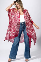 Punch Paisley Border Kimono: PUNCH RED / 2 / One Size-Urbanista-Three Birdies Boutique, Women's Fashion Boutique Located in Kearney, MO