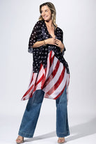 Navy Flag Stars & Stripes Kimono: NAVY FLAG-Urbanista-Three Birdies Boutique, Women's Fashion Boutique Located in Kearney, MO