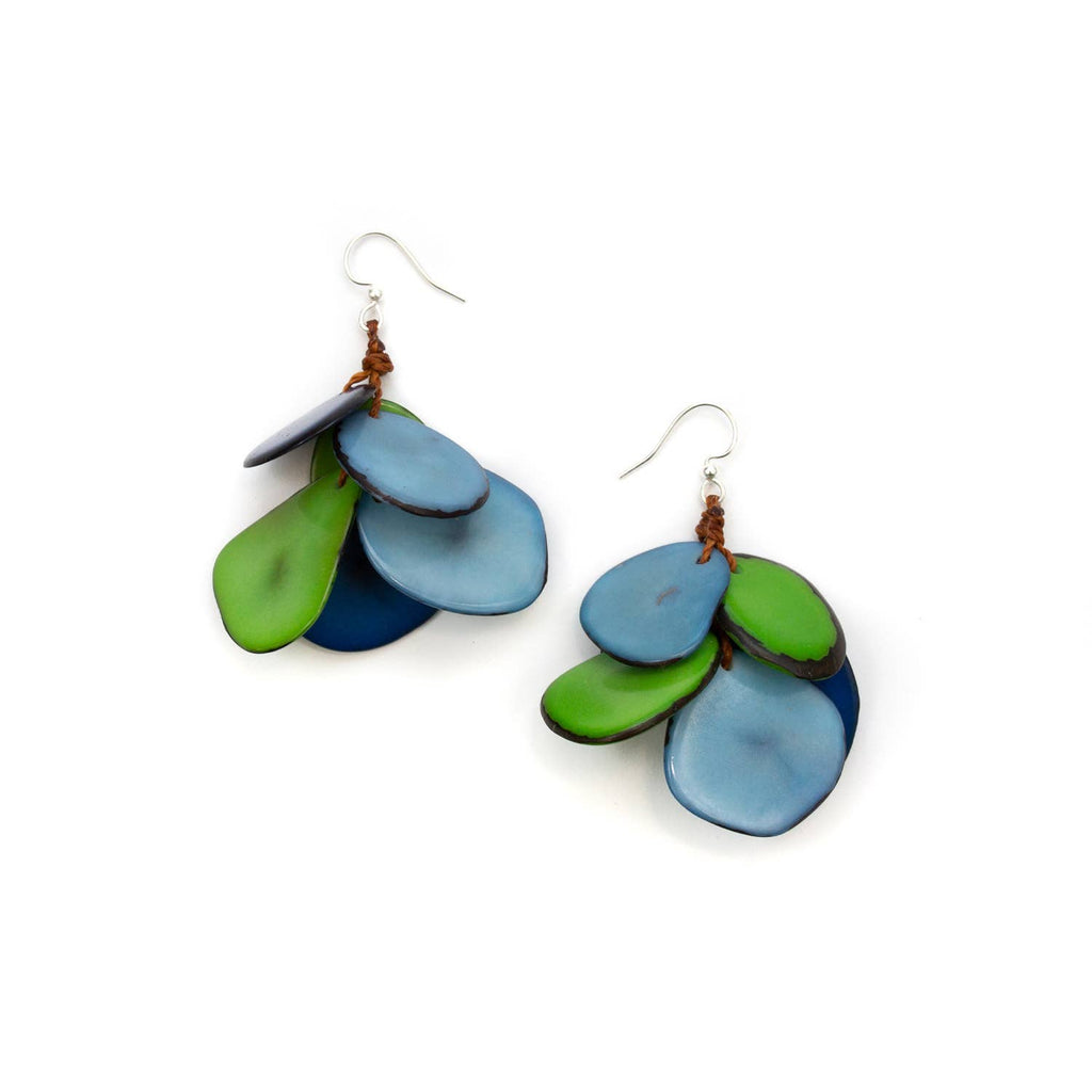 Mariposa Earrings: Biscayne Bay Lake Blue-Organic Tagua Jewelry-Three Birdies Boutique, Women's Fashion Boutique Located in Kearney, MO