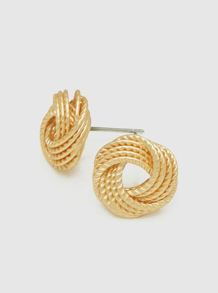 Gold Love Knot Post Earrings-Jewelry-Wild Honey-Three Birdies Boutique, Women's Fashion Boutique Located in Kearney, MO