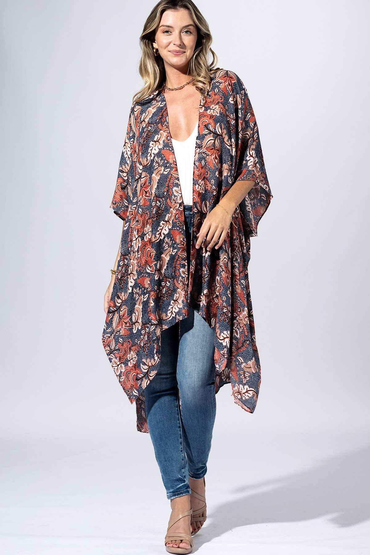 Meadow Floral Kimono: MAROON MULTI / 2 / One Size-Urbanista-Three Birdies Boutique, Women's Fashion Boutique Located in Kearney, MO