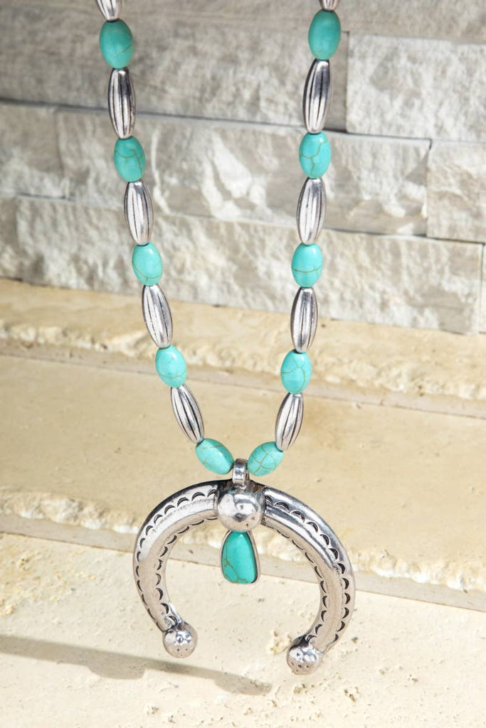 Squash Blossom Necklace: Turquoise(SBTQ) / OS-Urbanista-Three Birdies Boutique, Women's Fashion Boutique Located in Kearney, MO
