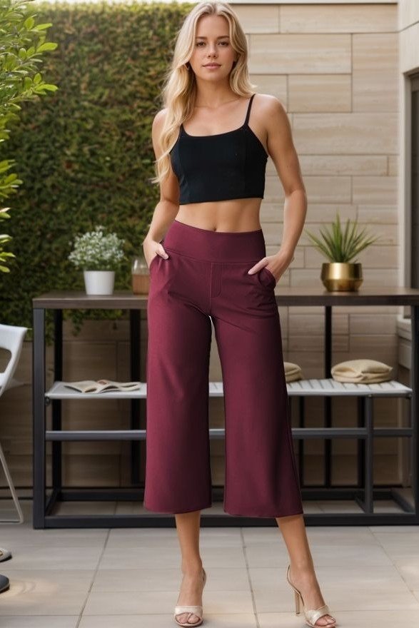 Crop Wide Leg Dress Pants { product_type }}