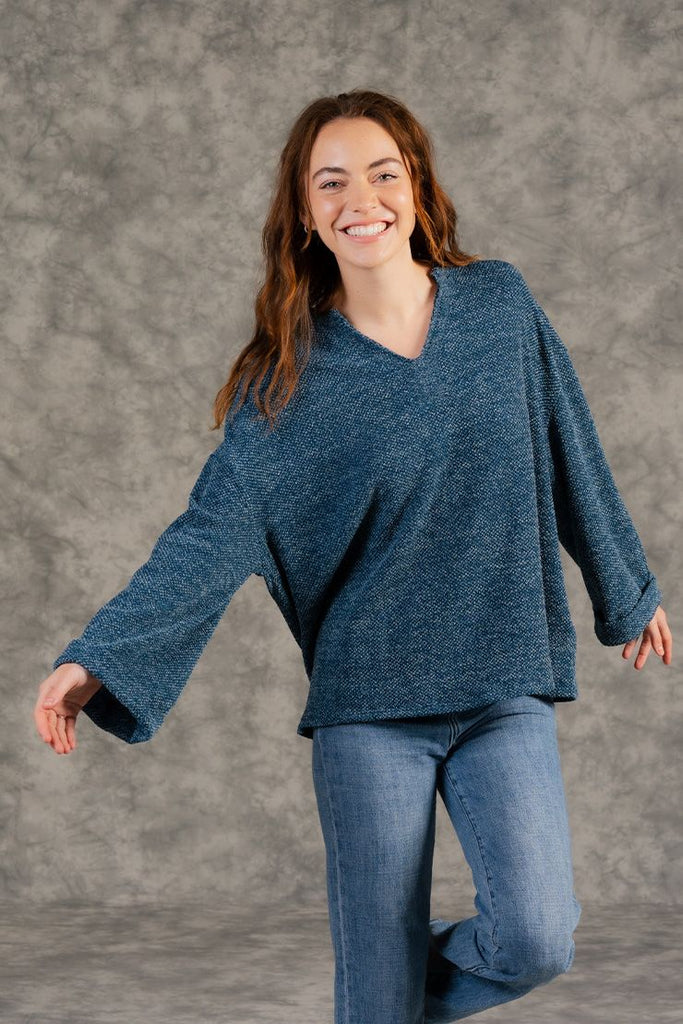 Teal Macaron Long Sleeve Sweater-Sweater-Sew In Love-Three Birdies Boutique, Women's Fashion Boutique Located in Kearney, MO