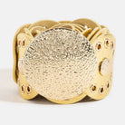 Hammered Disc Accent Faux Leather Panel Link Belt: BZS { product_type }}