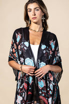 Midnight Vine Kimono: TEAL BLACK { product_type }}
