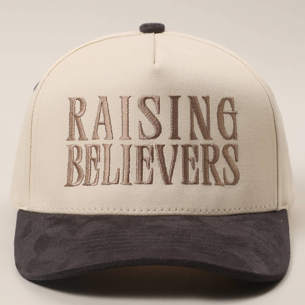 RAISING BELIEVERS Suede Two-Tone Trucker Hat: BLK / One Size { product_type }}