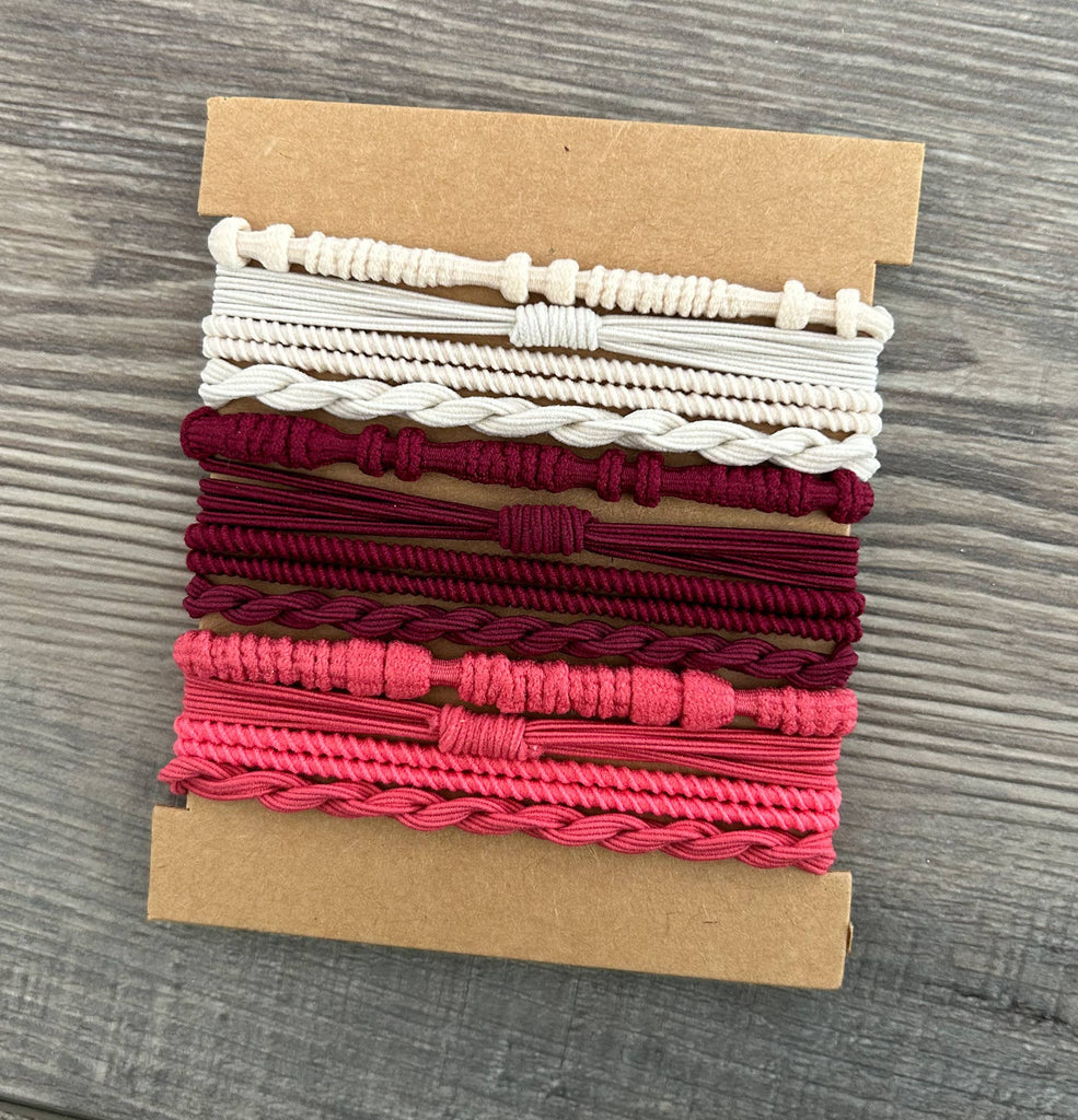 Boho Bracelet Hair Ties: Pink-JILLIAN INK LLC-Three Birdies Boutique, Women's Fashion Boutique Located in Kearney, MO