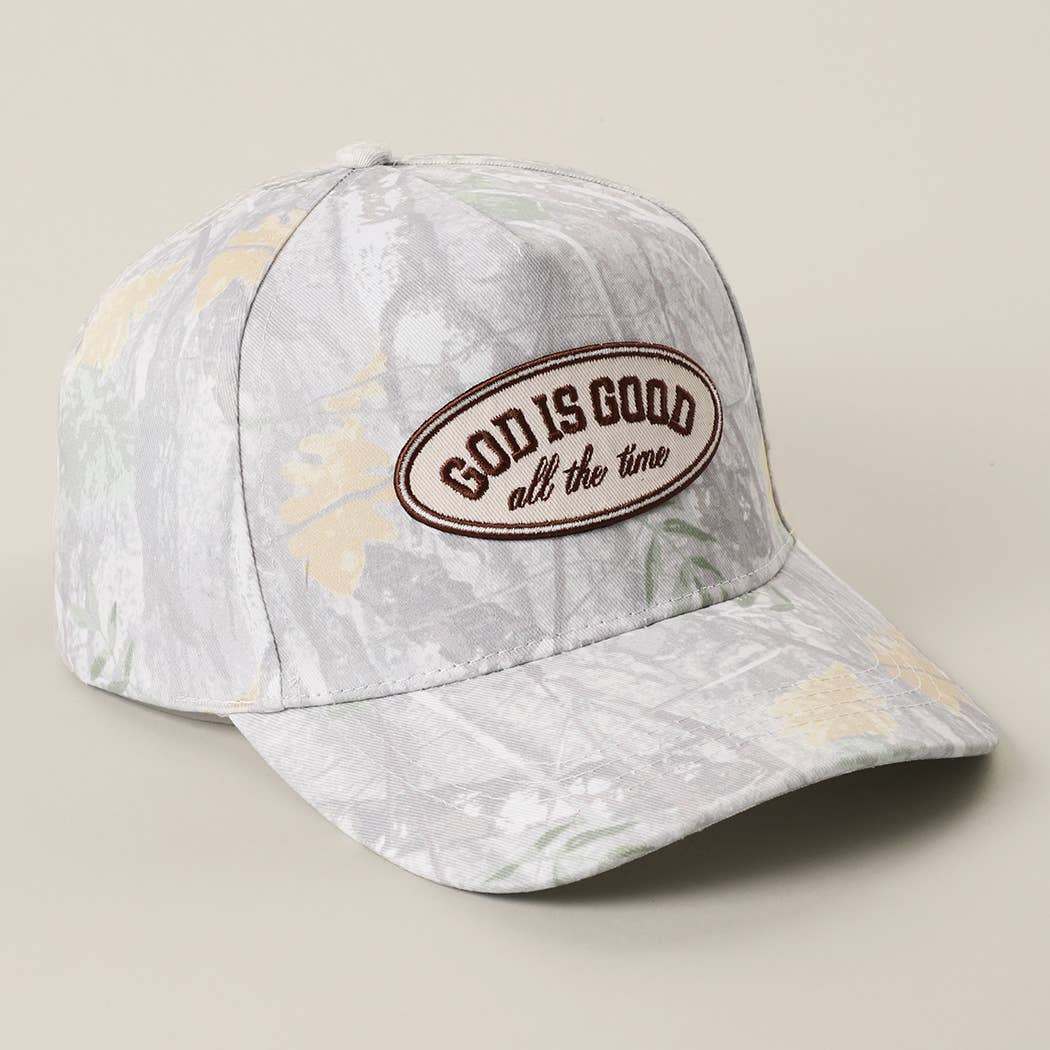 GOD IS GOOD All The Time Patch Camo Baseball Cap: CAMO / One Size { product_type }}