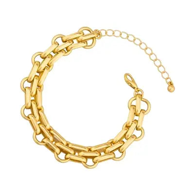 Matte Gold Layered Chain Bracelet-Bracelets-What's Hot-Three Birdies Boutique, Women's Fashion Boutique Located in Kearney, MO