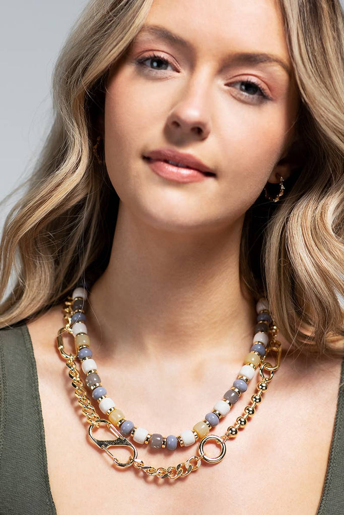 Colorful Acrylic Beads Layered Necklace: Light Multi(Lmu) / OS-Urbanista-Three Birdies Boutique, Women's Fashion Boutique Located in Kearney, MO