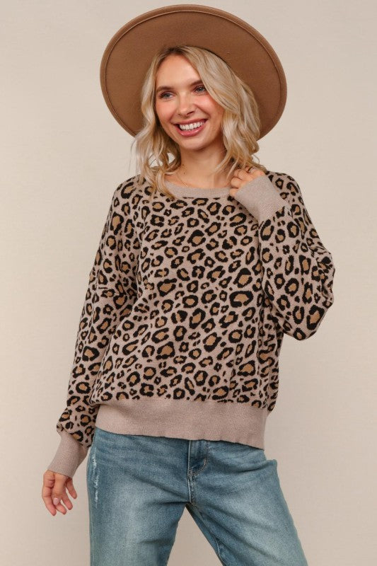 Leopard Sweater Top { product_type }}