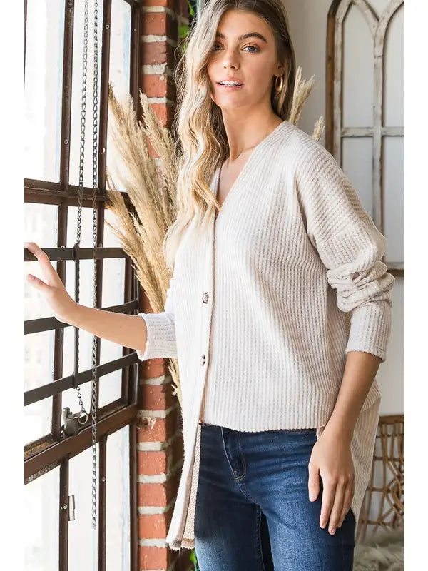 Button Down Ribbed Cardigan-Cardigan-Heimish-Three Birdies Boutique, Women's Fashion Boutique Located in Kearney, MO