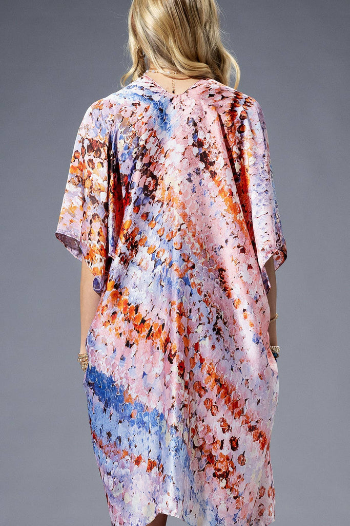 Blue Abstract Print Silky Feel Kimono-Urbanista-Three Birdies Boutique, Women's Fashion Boutique Located in Kearney, MO
