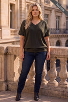 Oversized Rib Ruched Top-Shirts & Tops-Dear Scarlett-Three Birdies Boutique, Women's Fashion Boutique Located in Kearney, MO