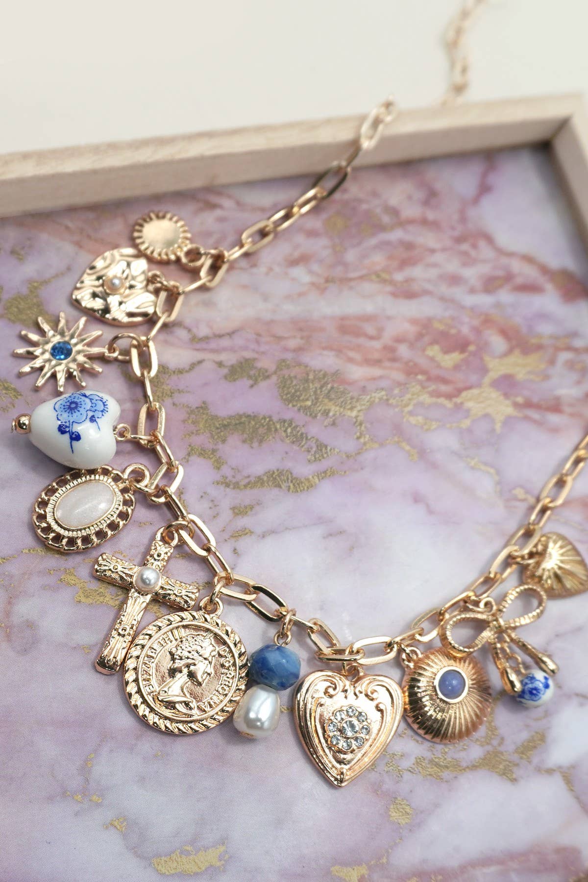Charm Necklace – Porcelain Hearts Cross Necklace { product_type }}