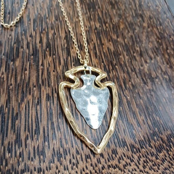 Two Tone Arrowhead: Gold-Paco Designs-Three Birdies Boutique, Women's Fashion Boutique Located in Kearney, MO