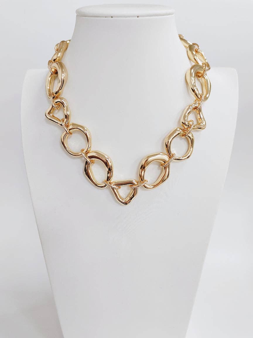Gold Geometric Open Circle Necklace { product_type }}
