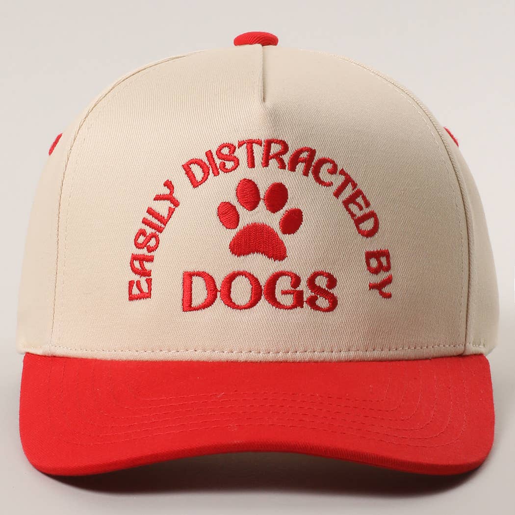 EASILY DISTRACTED BY DOGS Embroidered Trucker Hat: BLACK / One Color { product_type }}