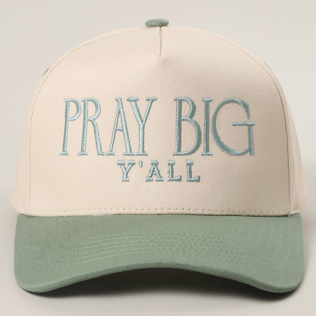 PRAY BIG Y'ALL Embroidery Two-Tone Trucker Hat: LEOPARD / One Size { product_type }}
