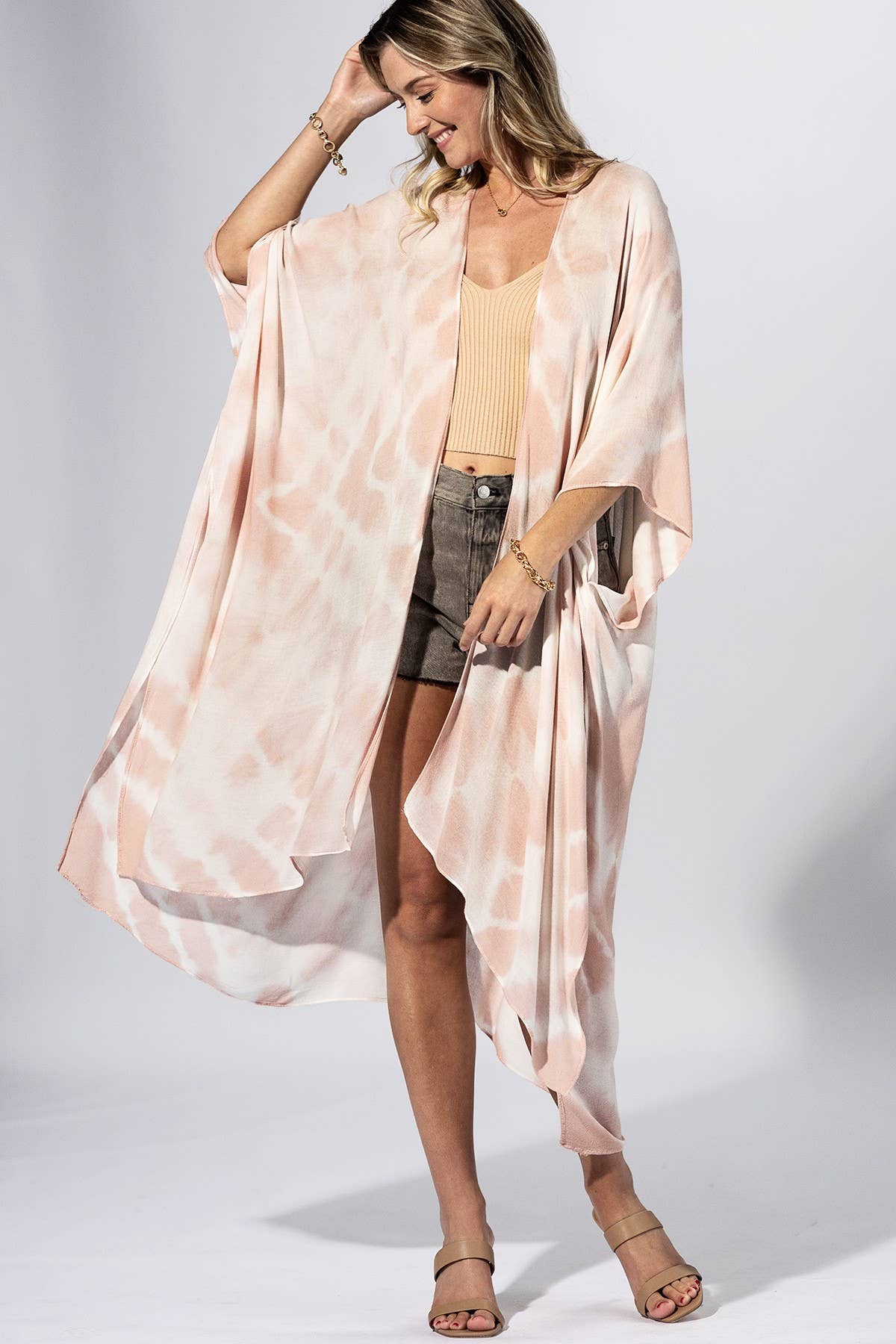 Blush Shibori Tie-Dye Kimono { product_type }}