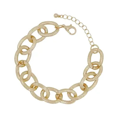 Gold Open Textured Chain Bracelet 7.5"-Bracelets-What's Hot-Three Birdies Boutique, Women's Fashion Boutique Located in Kearney, MO