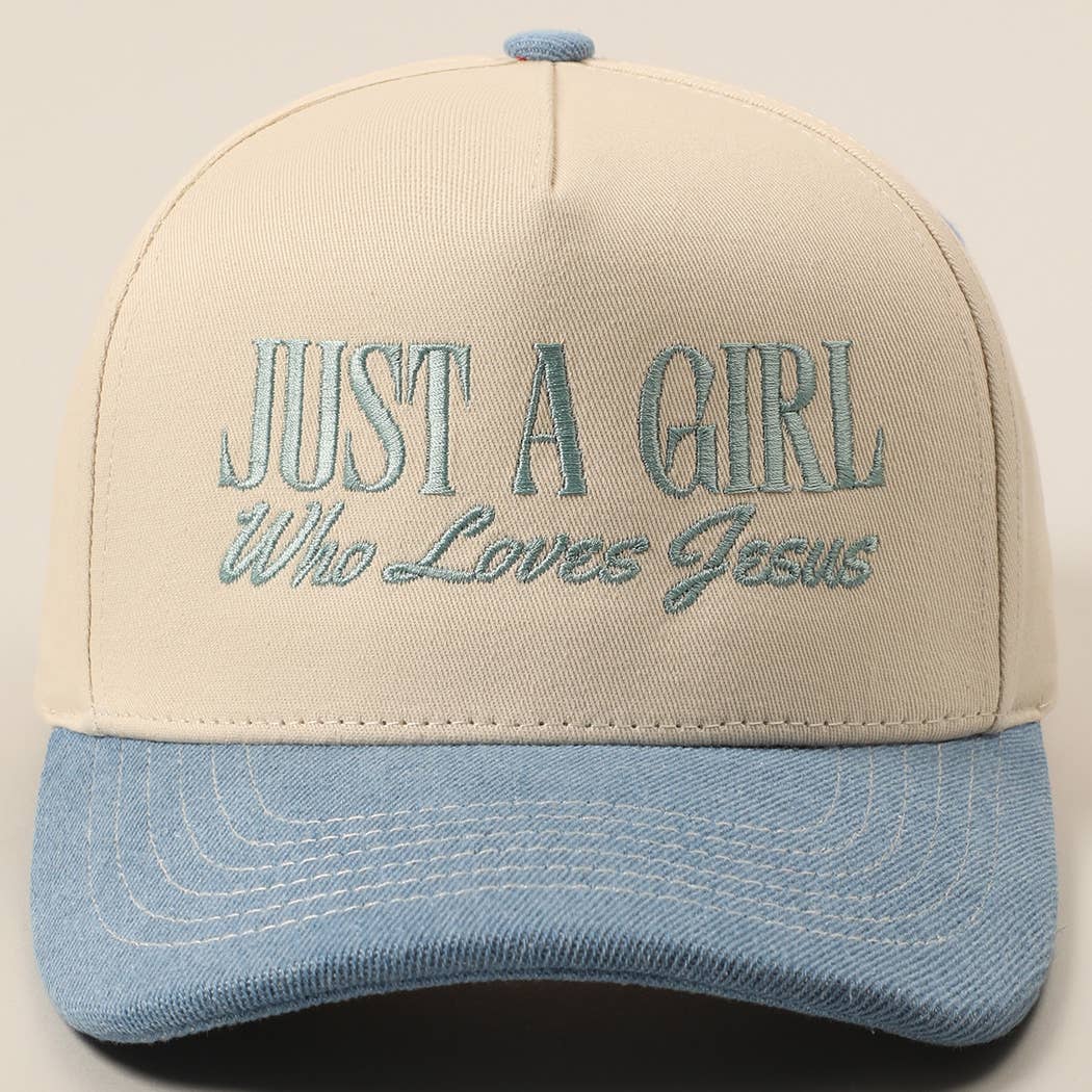 Just A Girl Who Loves Jesus Embroidery Trucker Hat: Hot Pink / ONE SIZE { product_type }}