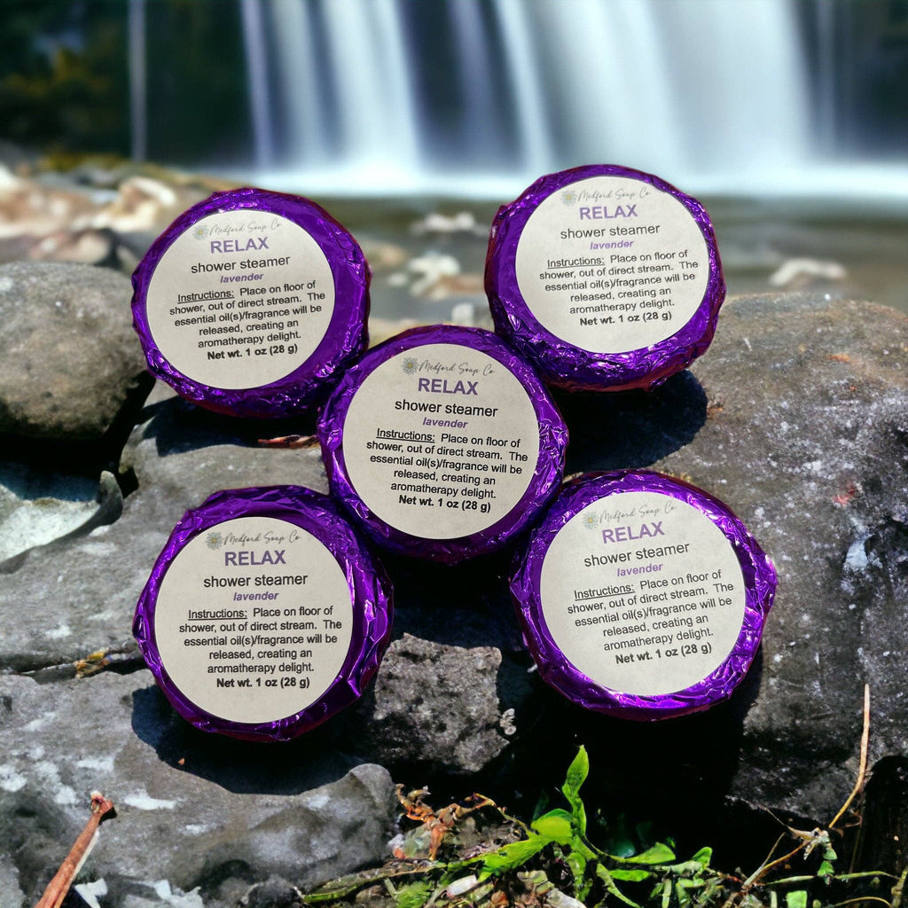 Shower Steamers Singles: Relax-Bath & Beauty-Medford Soap Co.-Three Birdies Boutique, Women's Fashion Boutique Located in Kearney, MO
