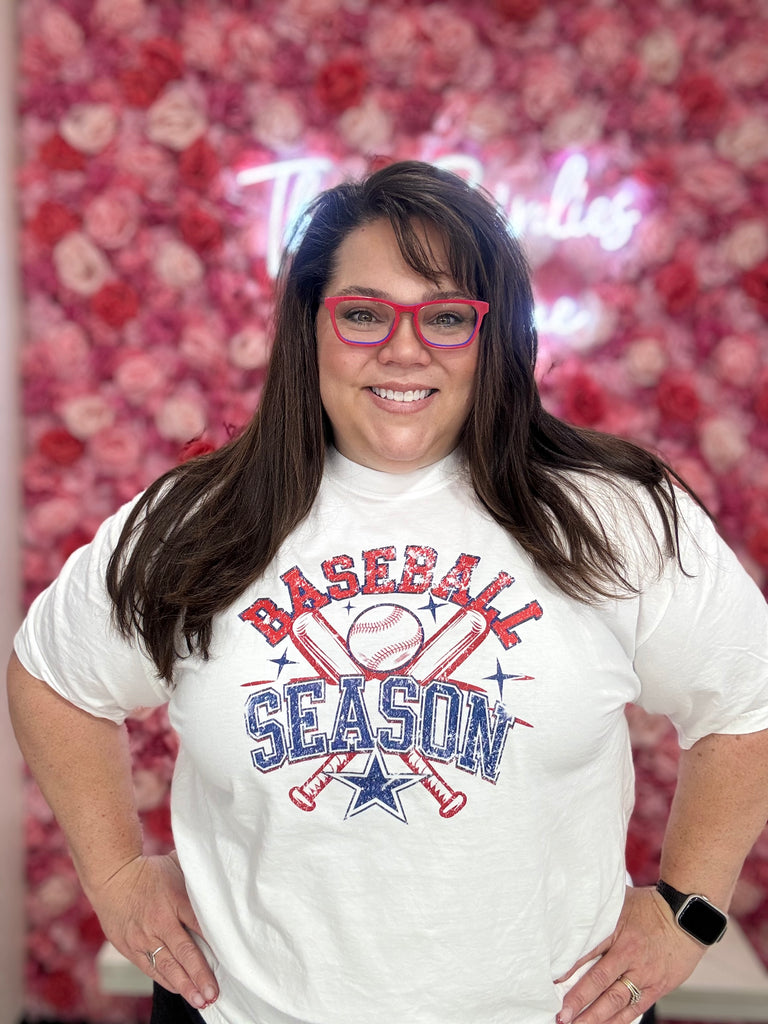 Baseball Season Graphic Tee-Graphic Tees-Tres Birdos Graphic Tees-Three Birdies Boutique, Women's Fashion Boutique Located in Kearney, MO