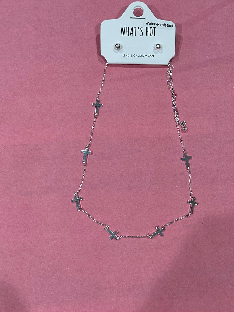 Silver Multi Cross Necklace -Accessories-What's Hot-Three Birdies Boutique, Women's Fashion Boutique Located in Kearney, MO