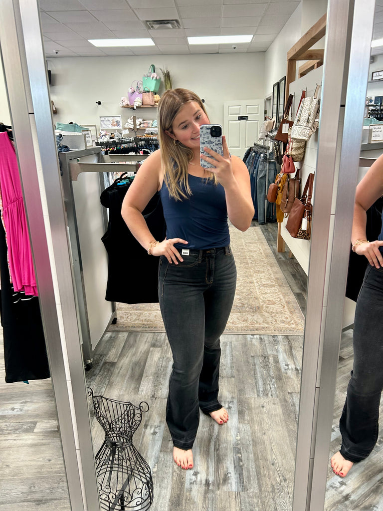 Judy Blue Release Hem Black Slim Bootcut-Denim-Judy Blue-Three Birdies Boutique, Women's Fashion Boutique Located in Kearney, MO