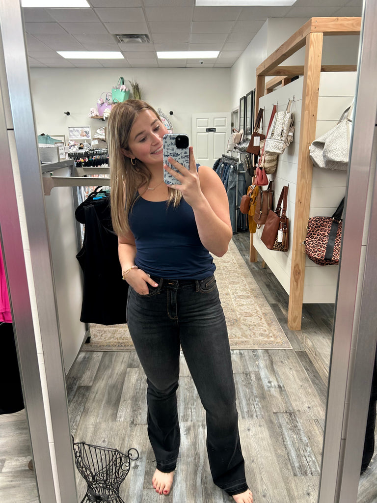 Judy Blue Release Hem Black Slim Bootcut-Denim-Judy Blue-Three Birdies Boutique, Women's Fashion Boutique Located in Kearney, MO