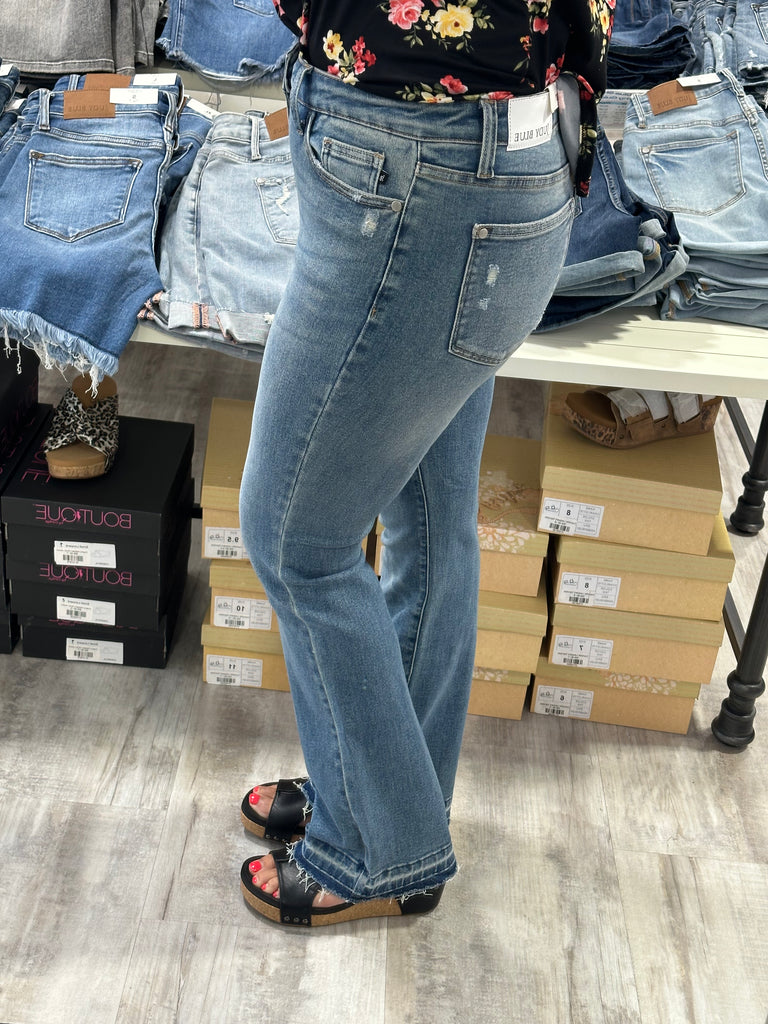 Judy Blue MR Destroy & Released Hem Bootcut-Denim-Judy Blue-Three Birdies Boutique, Women's Fashion Boutique Located in Kearney, MO