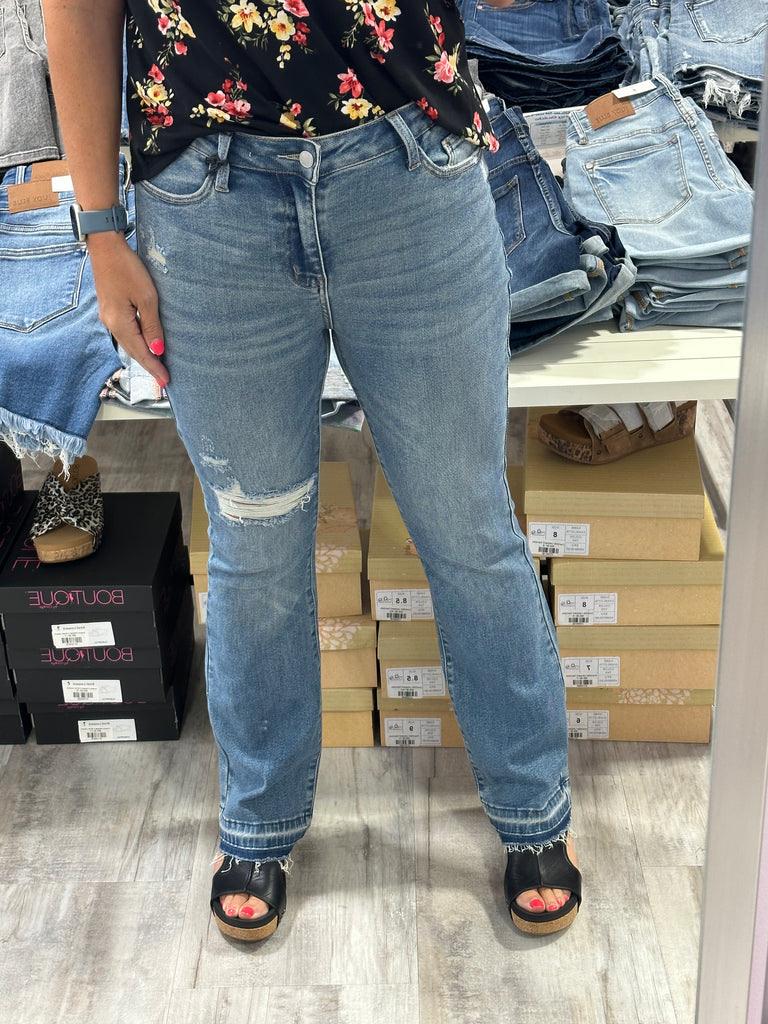 Judy Blue MR Destroy & Released Hem Bootcut-Denim-Judy Blue-Three Birdies Boutique, Women's Fashion Boutique Located in Kearney, MO