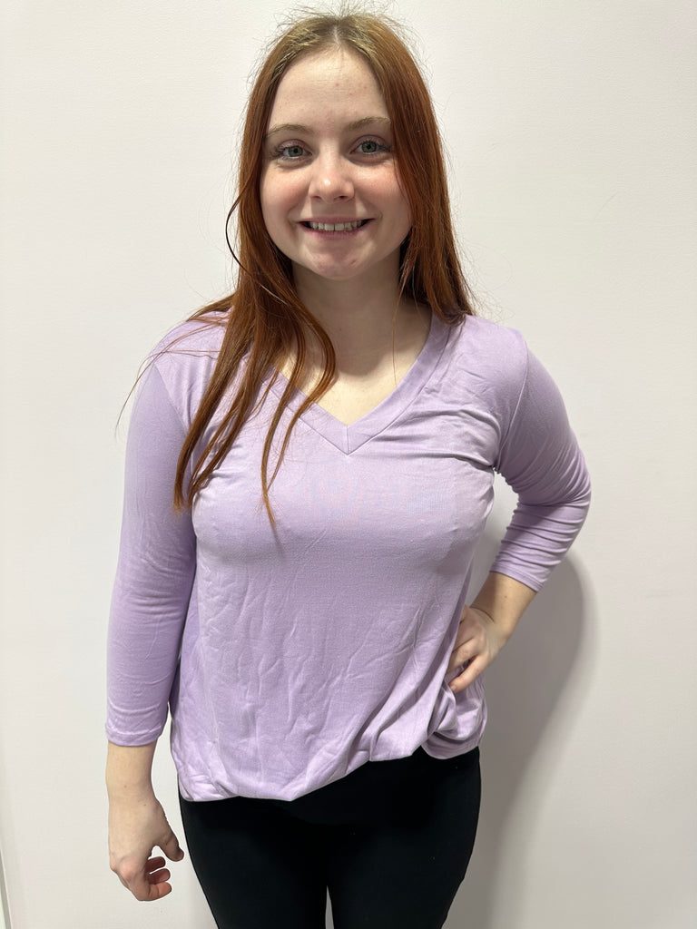 Perfect V Neck 3/4 Sleeve Top-Shirts & Tops-P & ROSE-Three Birdies Boutique, Women's Fashion Boutique Located in Kearney, MO