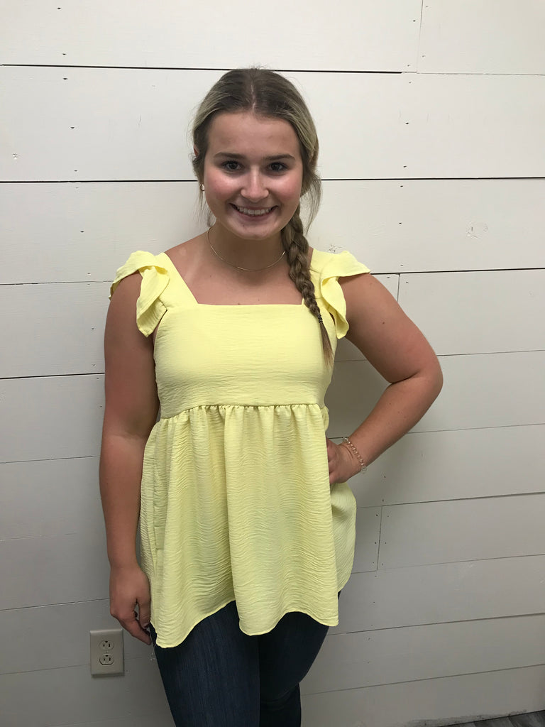 Sunshine & Ruffles Babydoll Top-Shirts & Tops-Lovely Melody-Three Birdies Boutique, Women's Fashion Boutique Located in Kearney, MO