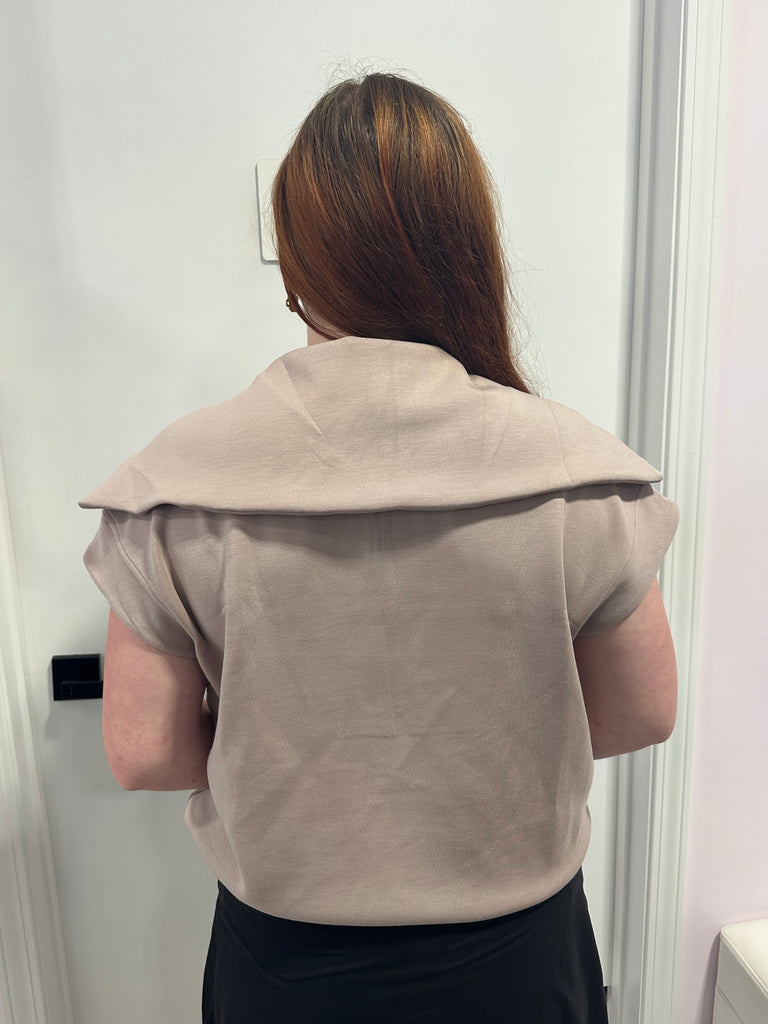 1/4 Zip Funnel Neck Sleeveless Pullover in Light Mocha- Tank Tops-Rae Mode-Three Birdies Boutique, Women's Fashion Boutique Located in Kearney, MO